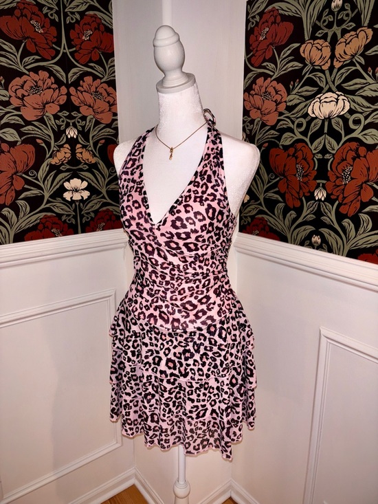 Amazon Dresses & Skirts - Pink Leopard 🐆 Mesh Ruffle Skirt Halter Dress